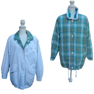Innovations By Izzi Reversible Boating Jacket Medium White Plaid Toggles